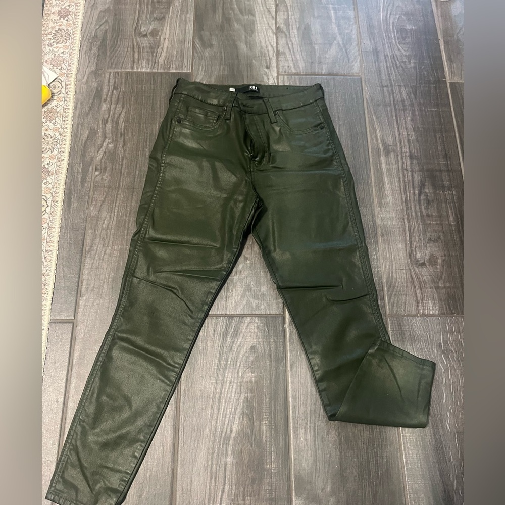 Kut from the Kloth Olive coated denim size 8